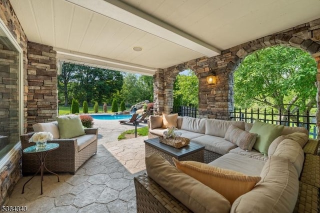 231 Woods Rd, Hillsborough Twp, NJ 08844 - view of patio featuring an outdoor hangout area and an outdoor pool