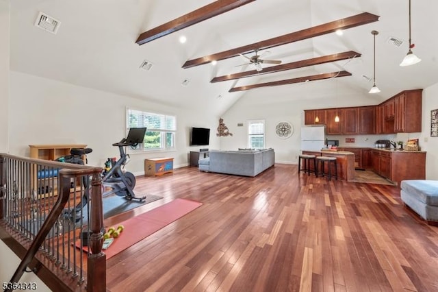 231 Woods Rd, Hillsborough Twp, NJ 08844 - living room featuring a ceiling fan and wood-type flooring