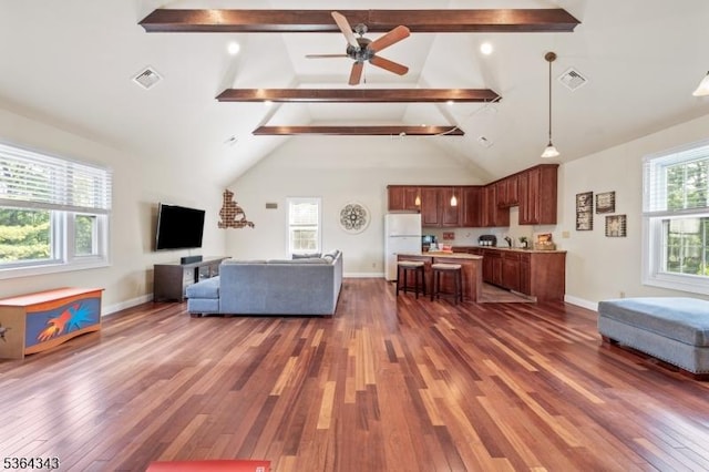 231 Woods Rd, Hillsborough Twp, NJ 08844 - living area featuring dark wood-style floors and ceiling fan