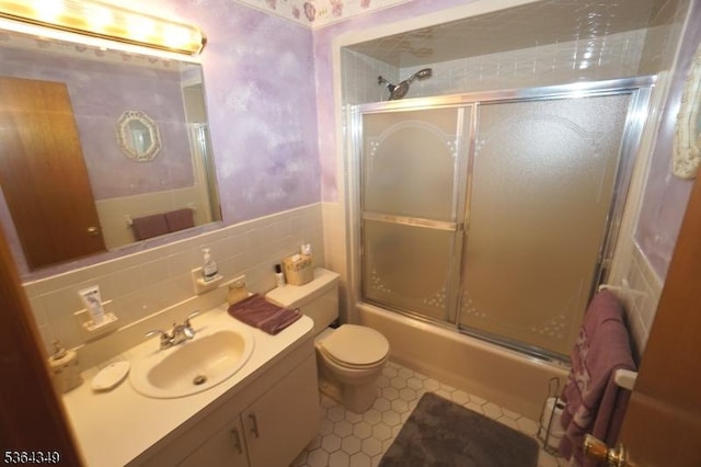 44 Joseph St, Clark Twp, NJ 07066 - bathroom featuring vanity, shower / bath combination with glass door, and tile patterned flooring