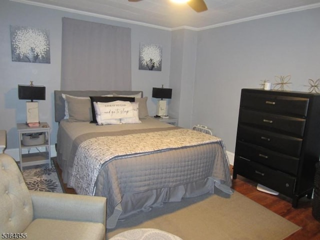 7 Brunswick Ave, Union Twp, NJ 07088 - bedroom with wood finished floors, ornamental molding, and ceiling fan