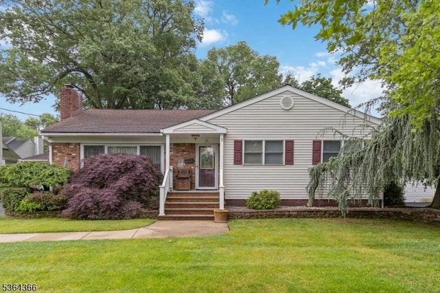 25 Station Rd, Madison Boro, NJ 07940 - ranch-style home with a front lawn and a chimney