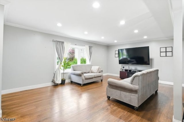 1126-1200 Grant Ave, Plainfield City, NJ 07060 - living area featuring crown molding, wood finished floors, and recessed lighting