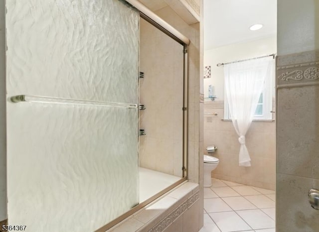 1126-1200 Grant Ave, Plainfield City, NJ 07060 - full bathroom featuring tiled shower, tile walls, tile patterned floors, and a relaxing tiled tub