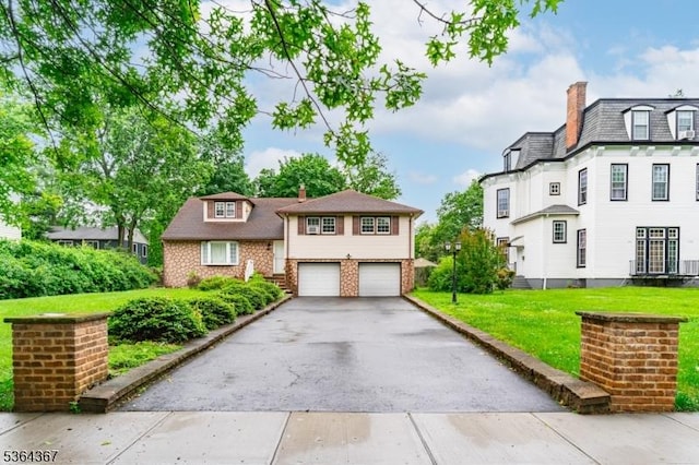 1126-1200 Grant Ave, Plainfield City, NJ 07060 - tri-level home with driveway, a chimney, an attached garage, and a front lawn