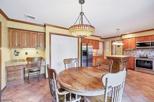 125 Drakestown Rd, Washington Twp, NJ 07853 - dining space with ornamental molding and light tile patterned floors