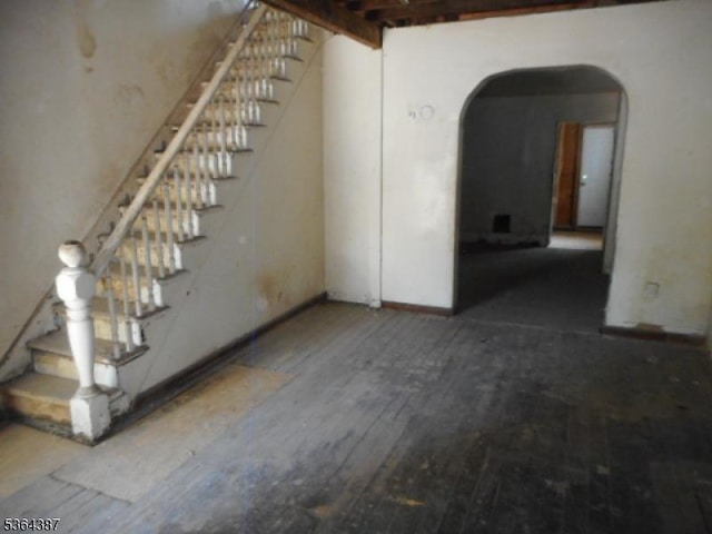 77 Garside St, Newark City, NJ 07104 - interior space with arched walkways, hardwood / wood-style floors, and stairs