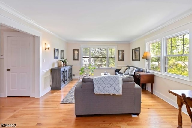 1 Deborah Dr, Morris Twp, NJ 07960 - living area with crown molding and light wood-style floors