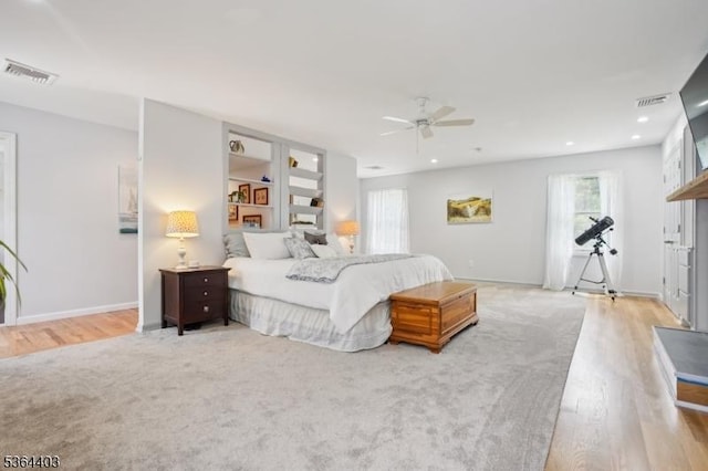 18 Forest Trl, Bernards Twp, NJ 07920 - bedroom with light wood finished floors, ceiling fan, and recessed lighting