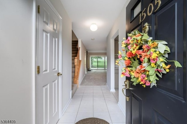 1505 Doolittle Dr, Bridgewater Twp, NJ 08807 - hall featuring light tile patterned floors and light colored carpet