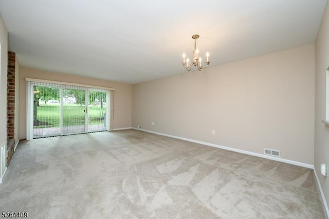 1505 Doolittle Dr, Bridgewater Twp, NJ 08807 - spare room with a chandelier and light colored carpet