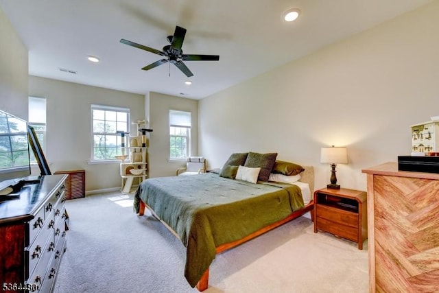 1005 Station Rd, Somerville Boro, NJ 08876 - bedroom featuring light carpet, recessed lighting, and a ceiling fan