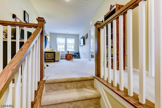 1005 Station Rd, Somerville Boro, NJ 08876 - staircase with carpet flooring and baseboards