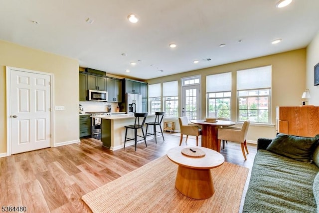 1005 Station Rd, Somerville Boro, NJ 08876 - living room with light wood finished floors and recessed lighting