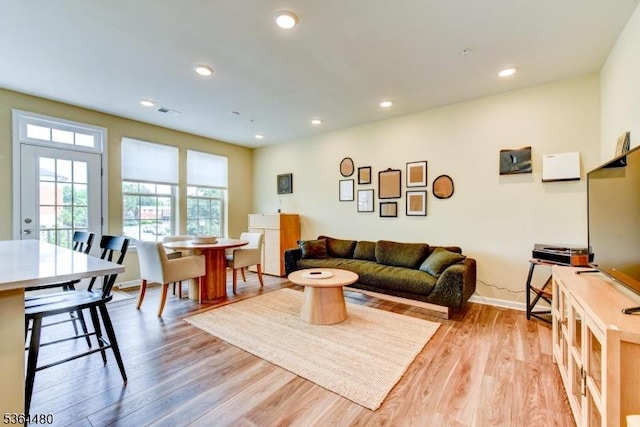 1005 Station Rd, Somerville Boro, NJ 08876 - living room featuring light wood-style floors and recessed lighting