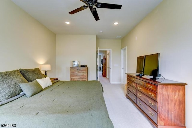 1005 Station Rd, Somerville Boro, NJ 08876 - bedroom with light colored carpet, recessed lighting, and ceiling fan