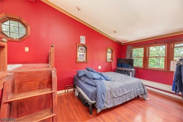 250 Waconia Rd, Vernon Twp, NJ 07422 - bedroom with vaulted ceiling, wood finished floors, and crown molding
