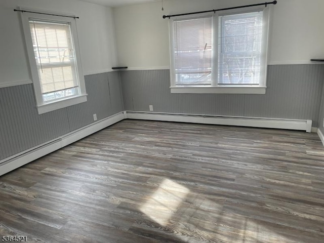 226 N 3rd Ave, Manville Boro, NJ 08835 - spare room with wainscoting, wood finished floors, and a baseboard heating unit