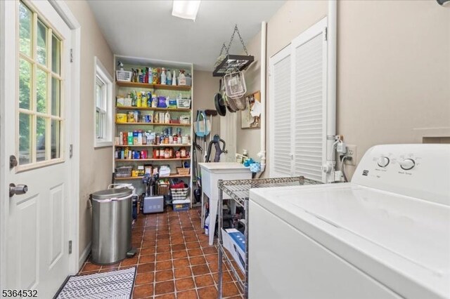 31 Somerville Rd, West Milford Twp, NJ 07421 - washroom with washer / clothes dryer and dark tile patterned flooring