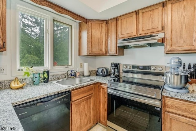 312 Cheyenne Rd Unit 312, Andover Twp, NJ 07848 - kitchen with stainless steel range with electric cooktop, under cabinet range hood, dishwasher, light countertops, and light tile patterned floors