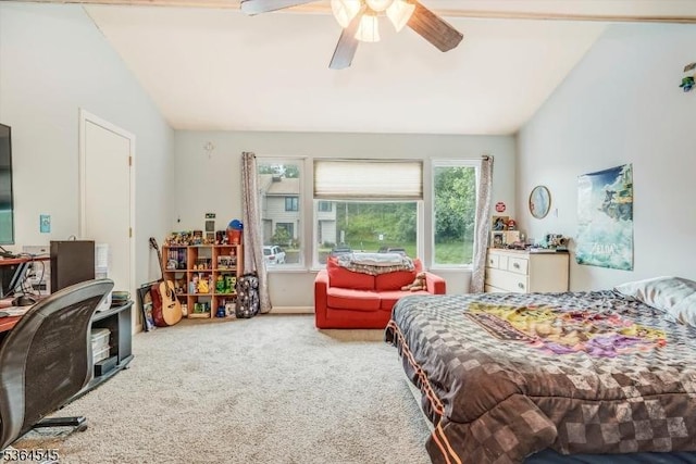 312 Cheyenne Rd Unit 312, Andover Twp, NJ 07848 - bedroom with vaulted ceiling, carpet floors, and a ceiling fan