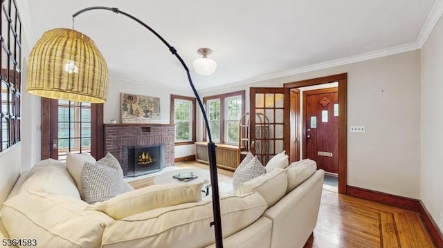 18 Lasalle Ave, Cranford Twp, NJ 07016 - living area featuring crown molding, a fireplace, and wood finished floors