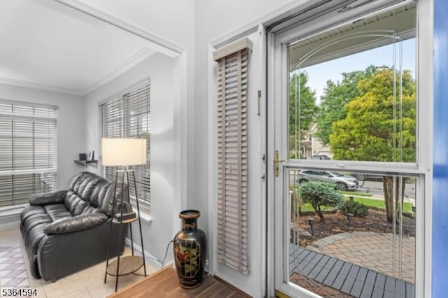 54 Magellan Way, Franklin Twp, NJ 08823 - living area featuring crown molding and plenty of natural light