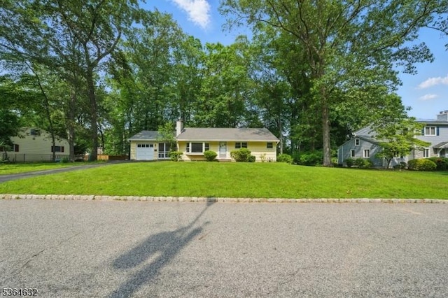 89 Fieldcrest Rd, Parsippany-Troy Hills Twp, NJ 07054 - ranch-style house featuring a garage, driveway, and a chimney