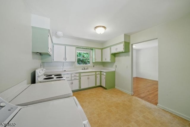 89 Fieldcrest Rd, Parsippany-Troy Hills Twp, NJ 07054 - kitchen with white range oven, light countertops, and light floors