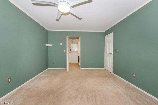 322 P7 Richard Mine Rd Unit 7, Rockaway Twp, NJ 07885 - unfurnished bedroom featuring crown molding, carpet flooring, a closet, a spacious closet, and a ceiling fan