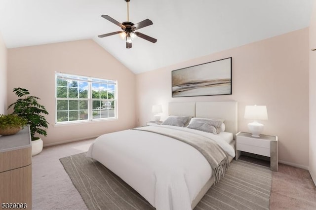 26 Allison Ct, South Brunswick Twp, NJ 08852 - bedroom featuring light carpet, vaulted ceiling, and a ceiling fan