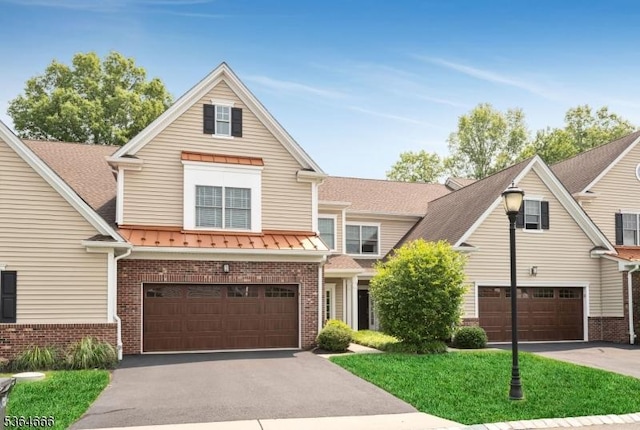 19 Whitney Farm Pl, Morris Twp, NJ 07960 - traditional home featuring brick siding, asphalt driveway, a garage, and a front yard