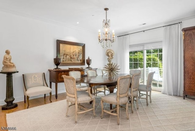 19 Whitney Farm Pl, Morris Twp, NJ 07960 - dining area featuring a chandelier, light wood-style flooring, and crown molding