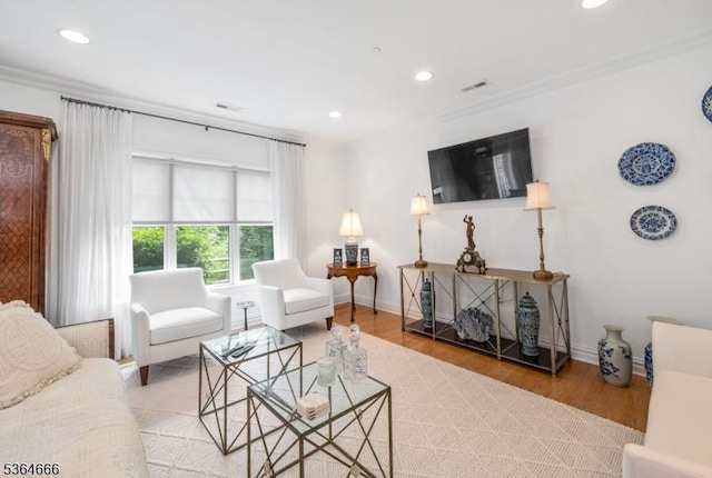 19 Whitney Farm Pl, Morris Twp, NJ 07960 - living room with wood finished floors, recessed lighting, and crown molding