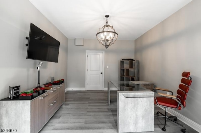 56 Rainbow Hill Rd, East Amwell Twp, NJ 08822 - office area with light wood-style floors and a chandelier