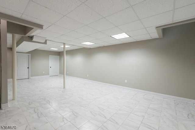 56 Rainbow Hill Rd, East Amwell Twp, NJ 08822 - finished below grade area with light marble finish flooring and a paneled ceiling