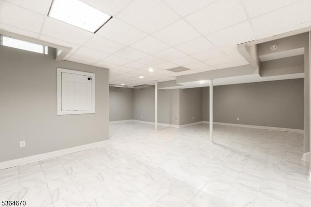 56 Rainbow Hill Rd, East Amwell Twp, NJ 08822 - finished basement featuring a paneled ceiling and marble finish flooring