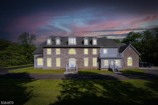 56 Rainbow Hill Rd, East Amwell Twp, NJ 08822 - colonial inspired home featuring a balcony, a front lawn, and entry steps