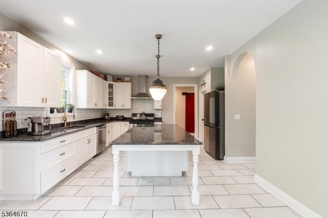 56 Rainbow Hill Rd, East Amwell Twp, NJ 08822 - kitchen featuring wall chimney exhaust hood, range, stainless steel dishwasher, tasteful backsplash, and recessed lighting