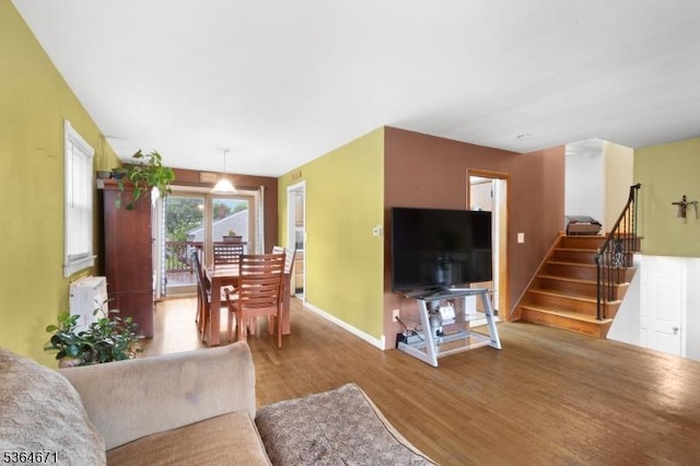 608 Faitoute Ave, Roselle Park Boro, NJ 07204 - living room with wood finished floors and stairs