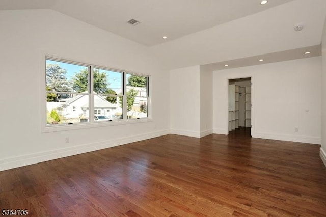 17 Mountain Ave, Mahwah Twp, NJ 07430 - unfurnished room with vaulted ceiling, wood finished floors, and recessed lighting