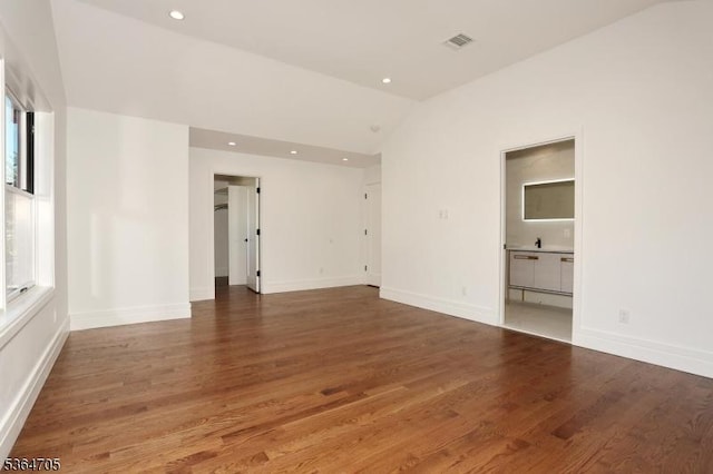 17 Mountain Ave, Mahwah Twp, NJ 07430 - unfurnished room featuring wood finished floors, lofted ceiling, and recessed lighting