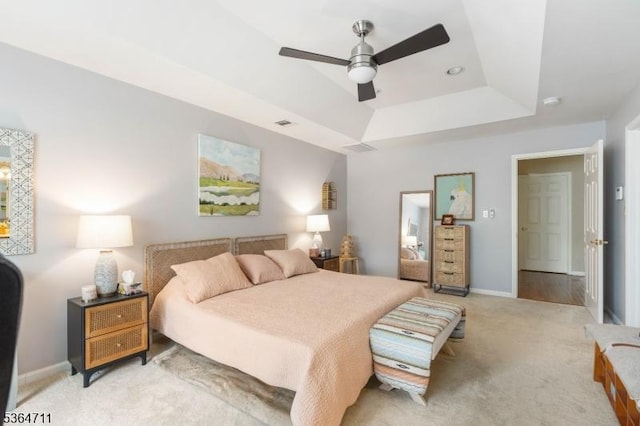 746 Green Ln, Union Twp, NJ 07083 - bedroom featuring a raised ceiling, light colored carpet, and ceiling fan