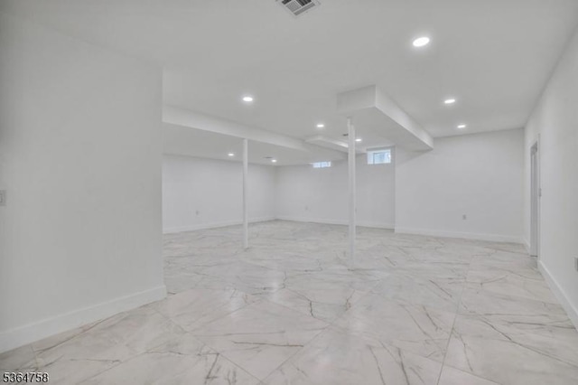 332 Springfield Ave, Westfield Town, NJ 07090 - finished basement with recessed lighting and light marble finish flooring