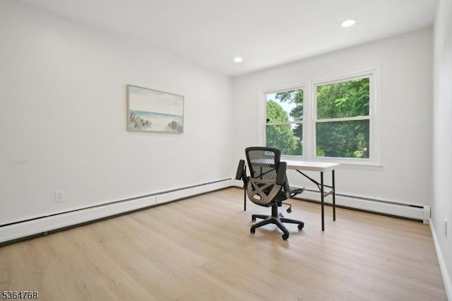 500 Sioux Ave, Parsippany-Troy Hills Twp, NJ 07034 - office area with baseboard heating, wood finished floors, and recessed lighting