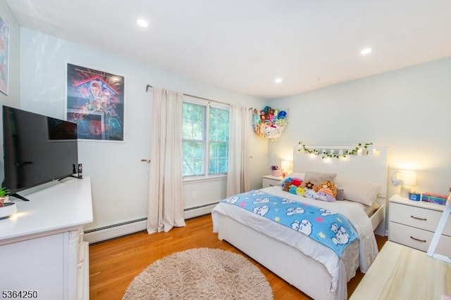 6 Anna Rose Ct, Bloomingdale Boro, NJ 07403 - bedroom with a baseboard radiator, light wood-style flooring, and recessed lighting