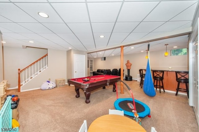 6 Anna Rose Ct, Bloomingdale Boro, NJ 07403 - rec room with carpet, pool table, and recessed lighting