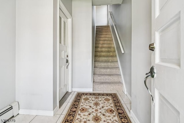 458 Midland Ave, Pompton Lakes Boro, NJ 07442 - stairway with a baseboard heating unit and tile patterned floors