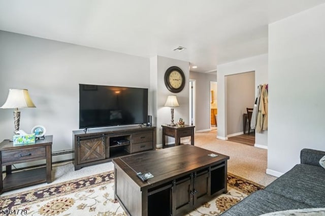 458 Midland Ave, Pompton Lakes Boro, NJ 07442 - living room featuring baseboards and light carpet