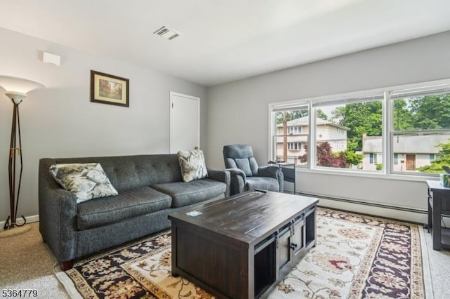 458 Midland Ave, Pompton Lakes Boro, NJ 07442 - living room with a baseboard radiator and light carpet